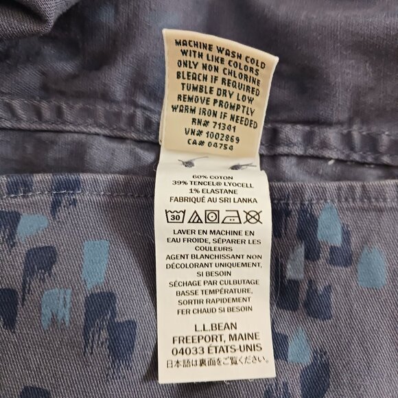 L.L . Bean Woman's Long Sleeve Blouse Geometric Grey Pockets Size Large Western - Picture 10 of 12